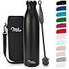 Milu Isolierflasche 750ml + Silikon Reinigungsbürste Farbe: Schwarz Matt (0.75 l)