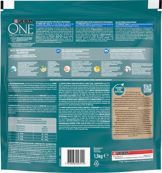 Nährwerte und Zutaten Purina ONE One (Senior, 1 Stk., 1530 g)