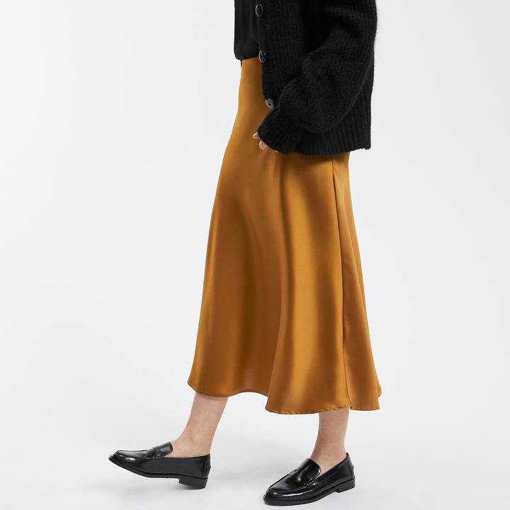 Actual product image La Redoute Collections Long satin skirt in A-line Signature MARION (32)