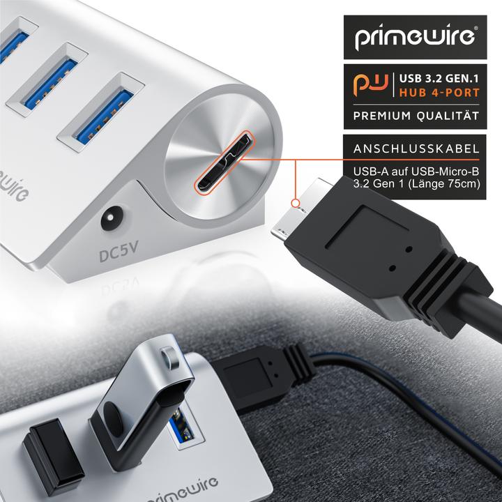 Actual product image Primewire 4 Port USB Hub (USB-A, 4 Ports)