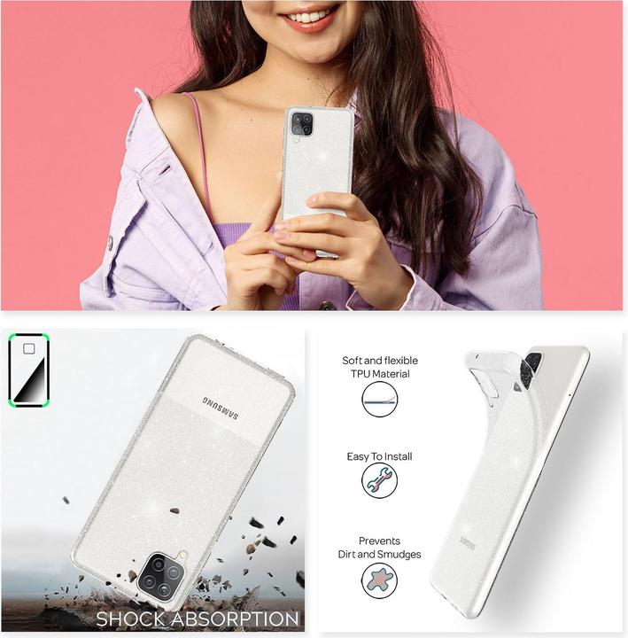 Produktbild Nalia Klare Glitzer Silikon Hülle (Samsung Galaxy A12)