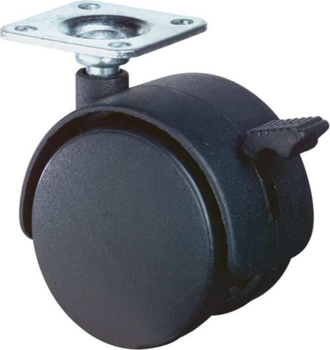 BS Rollen Kunststoffdoppelrolle mit Feststeller Rad-Ø 40 mm Tragfähigkeit 30 kg mit Anschraubplatte Polyami...