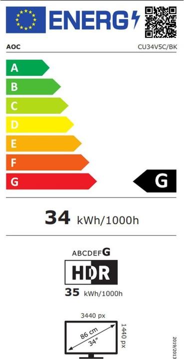 Energie-Label AOC CU34V5C/BK (3440 x 1440 Pixel, 34")