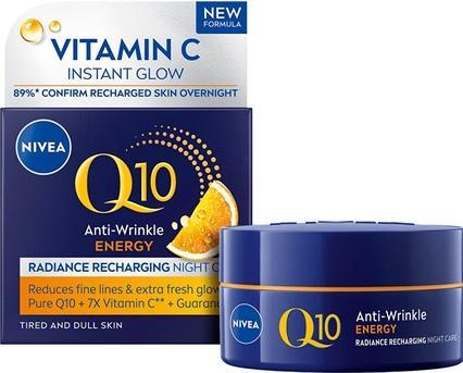 NIVEA Energizing Night Cream Against Wrinkles Q10 Energy Cream 50 Ml (50 ml, Nachtcreme)
