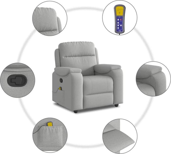 Immagine prodotto VidaXL Poltrona massaggiante in tessuto cloud grey poltrona TV massaggiante