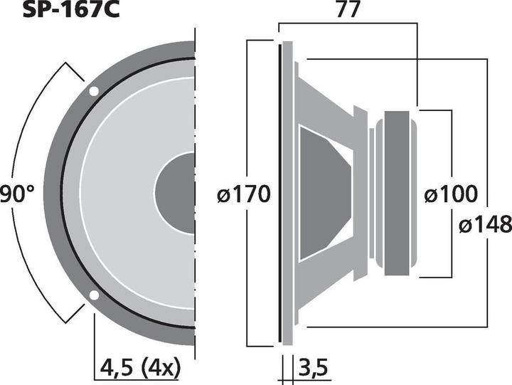 Actual product image Monacor Car Hi-Fi woofer (100 W, 17 cm)