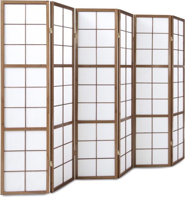 Produktbild Homestyle4u 6fach Paravent Raumteiler Shoji Trennwand tabak