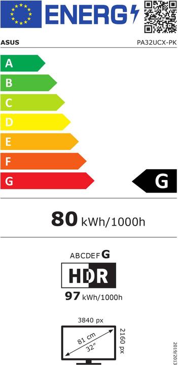 Energie-Label ASUS ProArt PA32UCX-PK (3840 x 2160 Pixel, 32")