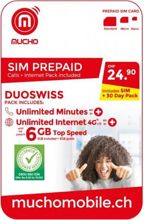 BeeOne Scheda SIM MUCHO Mobile Pack DUOSWISS