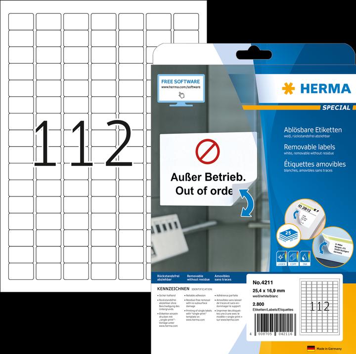 Actual product image HERMA A4 removable labels
