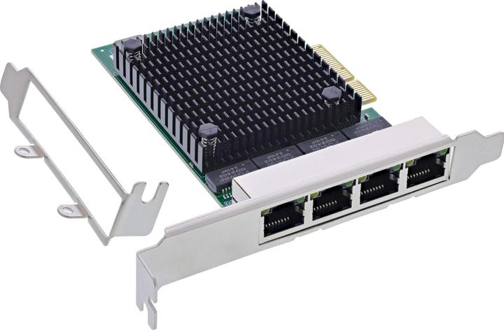Actual product image InLine Quad Gigabit network card, 4x RJ45 2.5Gb/s, PCIe x4, incl. low profile slot bracket (PCIe)