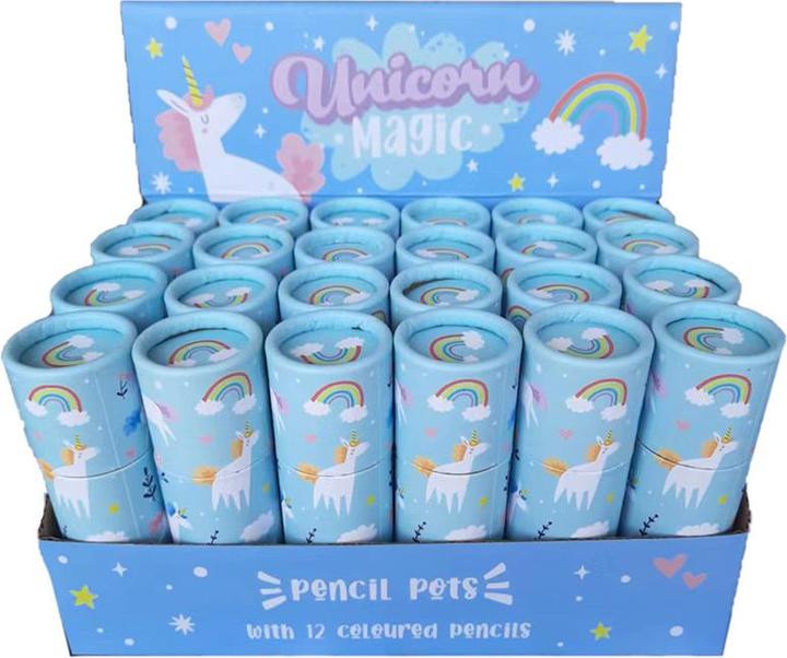 Image du produit Puckator Pot à crayons Licorne magique avec 12 crayons de couleur (Multicolore, 12 x)