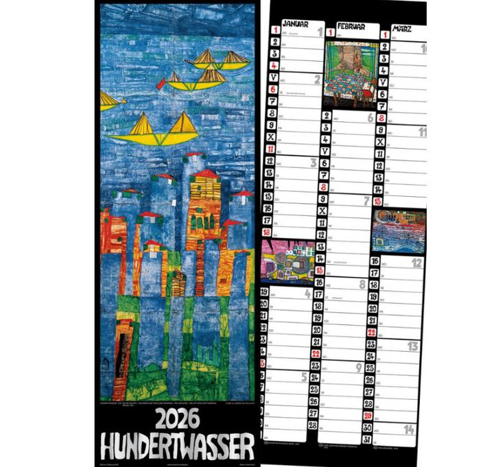 Actual product image Hundertwasser Streifenkalender Art 2026 (Hardcover, German)
