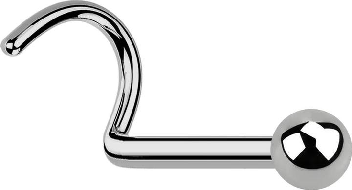 Star Piercing Nasenstecker gebogen silber mit Kugel (ohne Messing, Titan G23)
