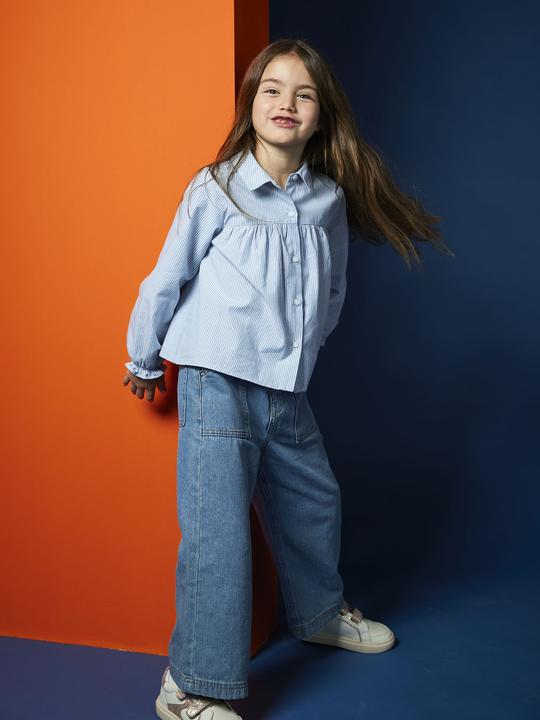 Actual product image Vertbaudet Wide girls' jeans in a worker style (122)