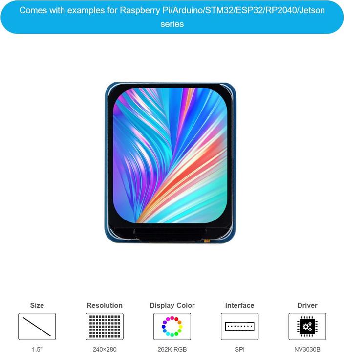 Produktbild WaveShare 1.5inch 240x280 LCD-Display Modul
