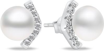 Brilio Silver - Elegant silver earrings with pearls EA909W
