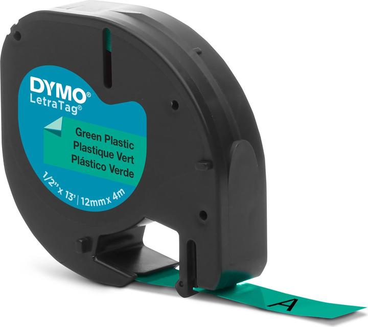 Actual product image Dymo Plastic Ribbon Black on Green (1.20 cm, Green, Black)