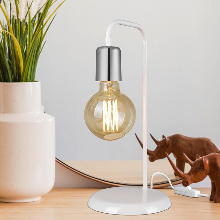 Actual product image Lux.Pro Lancaster table lamp E27 metal white / chrome (E27)
