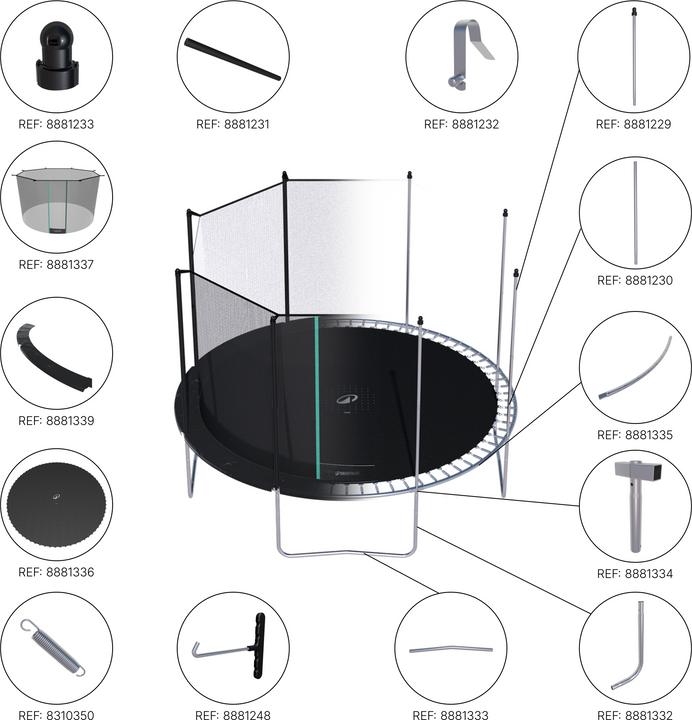 Immagine prodotto Domyos Trampolino con rete di sicurezza Montaggio senza attrezzi - 360