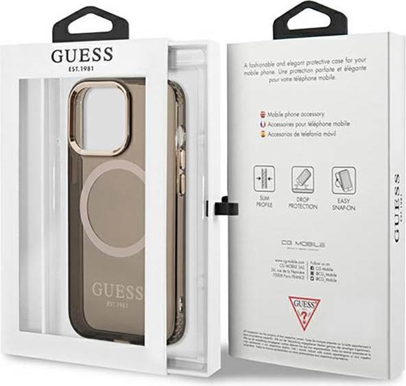 Produktbild Guess GUHMP13XHTCMK iPhone 13 Pro Max 6,7" czarny/black hard case Gold Outline Translucent MagSafe (Apple iPhone 13 Pro Max)