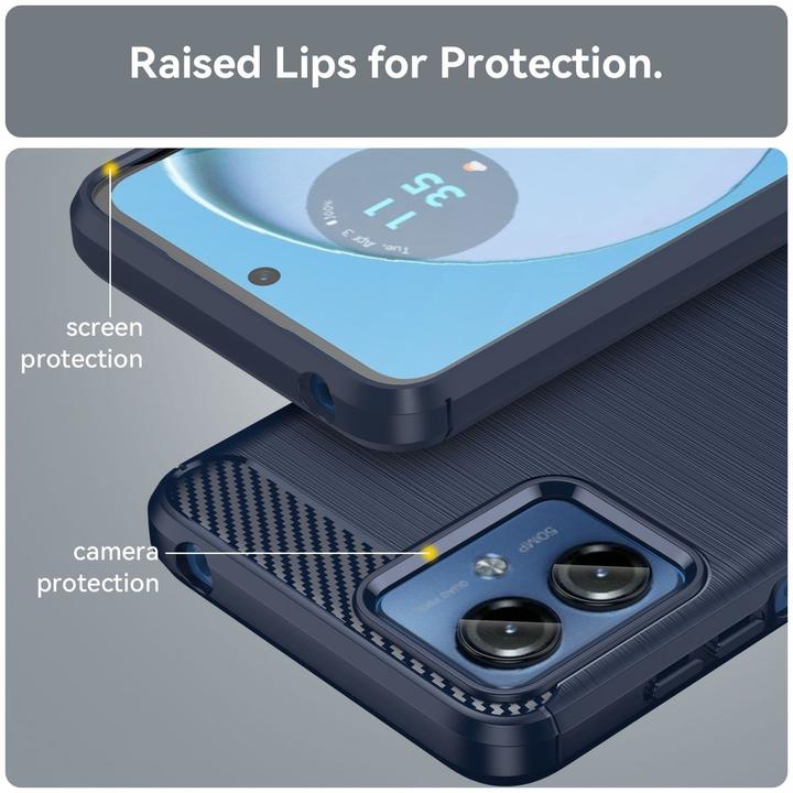 Produktbild König Design Schutz Handy Hülle für Motorola Moto G14 Case Cover Carbon Bumper Etuis Schale (Motorola Moto G14)