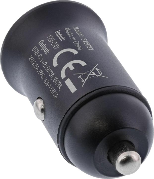 Actual product image InLine USB car power adapter Power Delivery, 2x USB Type-C, black