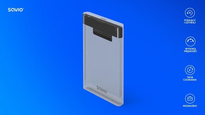 Produktbild Savio 2.5 Externes HDD/SSD-Gehäuse USB 3.0 transparent AK-66 (2.5")
