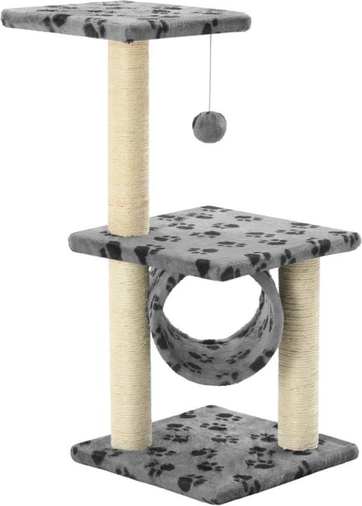 Produktbild VidaXL Katzen Kratzbaum (65 cm, Grau mit schwarzem Pfoten-Aufdruck)