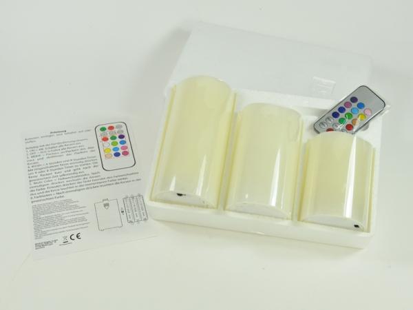 Produktbild Kögler LED Kerze, 3er Set 10.2cm,12.7cm,15.2cm mit Fernbedienung, 26.5x10x17.5cm (3 x)