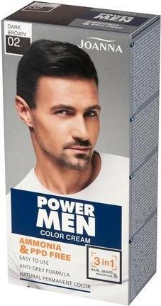 Immagine prodotto Joanna Power Men Crema Colore 3In1 Capelli Barba Baffi 02 Marrone Scuro 30G (02 Marrone scuro)