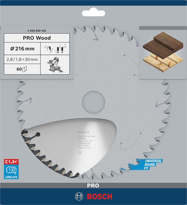 Actual product image Bosch Professional Zubehör PRO Wood circular saw blade, 216 x 2.8 x 30 mm