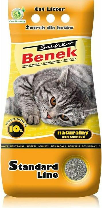 Productafbeelding Super Benek Certech Standaard Naturel - Kattenbakvulling Klonterend 10 l (Bindmiddel, Snel absorberend, 9.90 kg)