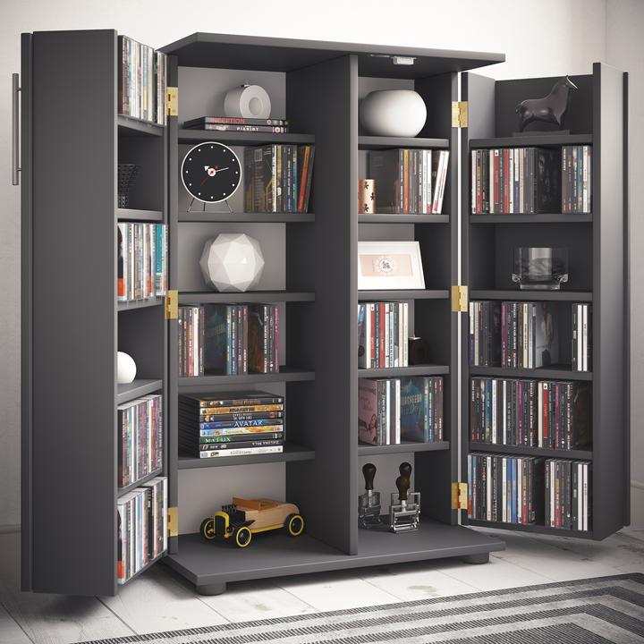 Produktbild VCM Holz CD DVD Regal abschliessbar Engalo XL (60 x 31 x 93 cm)