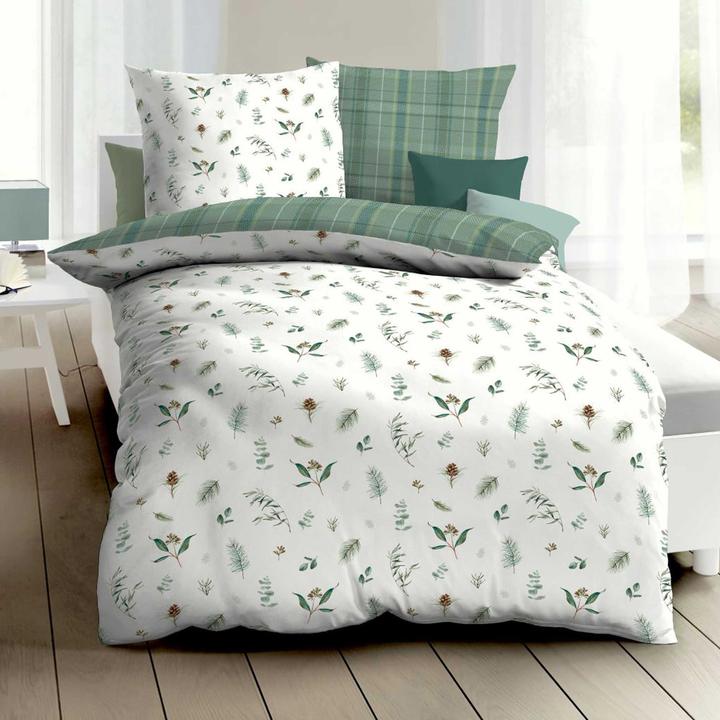 Produktbild Kaeppel Biber Bettwäsche Winter Greens grün (Bettwäsche Set, 135x200 cm, 80x80 cm)