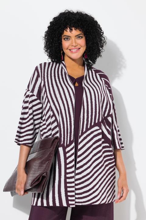 Produktbild Ulla Popken Strickjacke, Jacquard-Feinstrick, Stehkragen, Halbarm (46, 48)