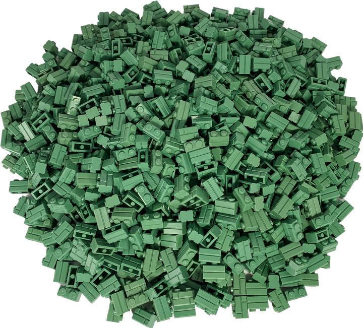 Actual product image LEGO 1x2 Bricks Sand Green - 250 pieces - sand green bricks 98283 (98283, LEGO Accessories)