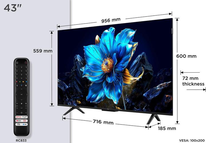 Produktbild TCL 43P7K (43", QLED, 4K, 2025)