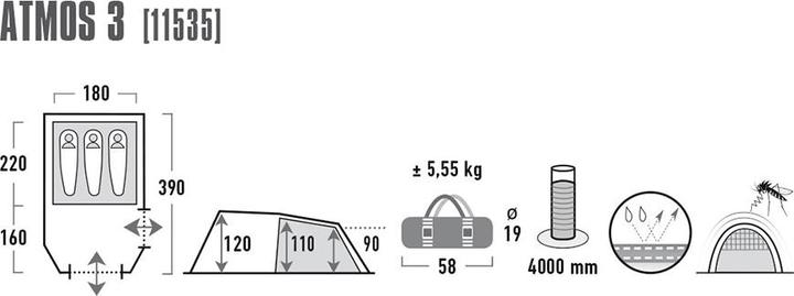 Produktbild High Peak Atmos (Tunnelzelt, 5.30 kg, 3 Personen)