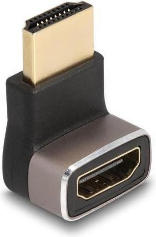 Actual product image Delock HDMI adapter plug to socket 90° angled down 8K 60 Hz grey metal (HDMI, 3.01 cm)