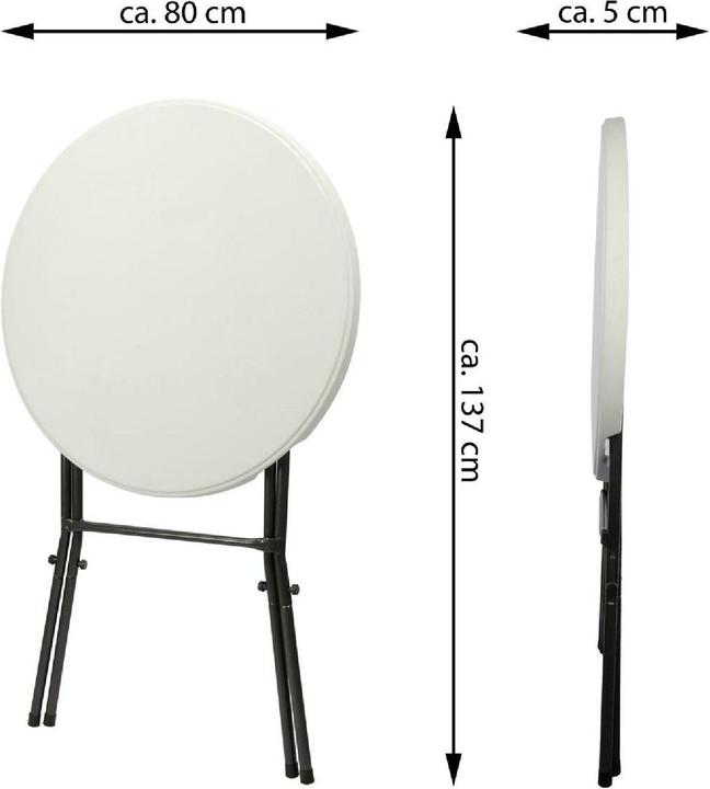 Produktbild VCM Partytisch Stehtisch weiss klappbar Bistrotisch Bartisch 110 cm rund Ø 80 cm (80 cm)