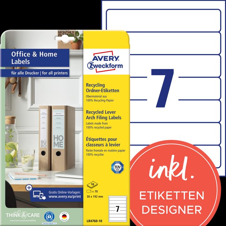 Actual product image Avery Recycling folder labels, home office, small pack