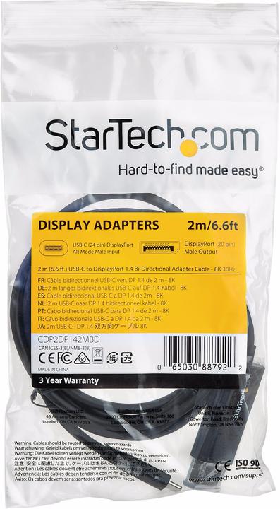 Image du produit StarTech USB Typ C — DisplayPort (2 m, USB Type C, DisplayPort)
