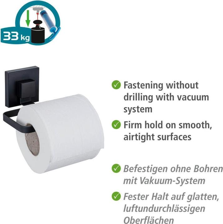 Actual product image Wenko Vacuum-Loc® Toilettenpapierhalter Mod. Quadro Schwarz Befestigen ohne Bohren