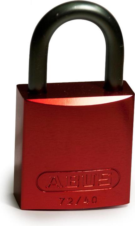 Produktbild Brady Aluminiumvorhängeschloss, Rot, 25mm Bügelhöhe, Bügel aus Aluminium, Bügeldurchmesser 6,5mm
