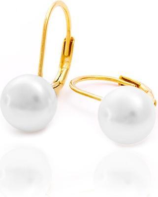 Beneto Gold plated silver earrings with real pearls AGUC2264P-GOLD (Silber)