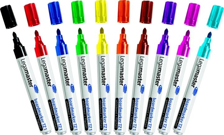 Legamaster Boardmarker TZ1 10 pcs assorted (Gelb, Pink, Grün, Blau, Hellblau, Rot, Braun, Violett, Orange, Schwarz, 3 mm, 10 x)