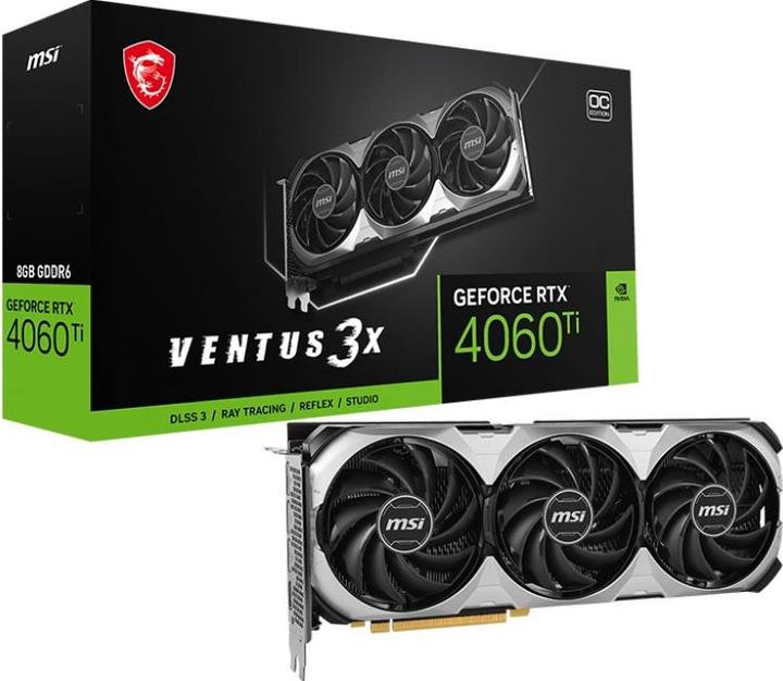 Actual product image MSI GeForce RTX 4060 Ti VENTUS 3X E 8G OC - VGA - PCI-E x16 (8 GB)