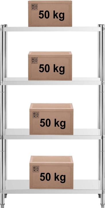 Produktbild Royal Catering Edelstahlregal Küchenregal Gastro Regal Standregal Schwerlastregal 90x60x180cm