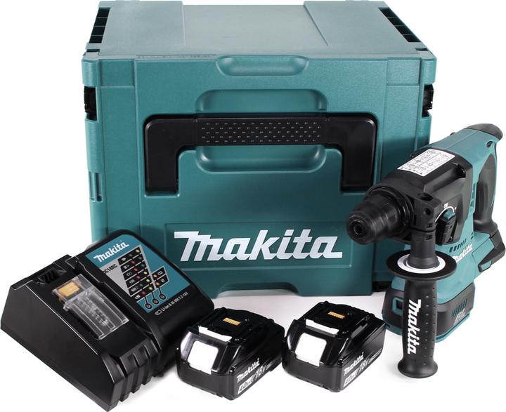 Actual product image Makita DHR 242 RMJ cordless hammer drill 18V 2,0J SDS-plus Brushless + 2x battery 4,0Ah + charger + Makpac (Rechargeable battery operated)